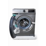 Front-loading washing machine with open door