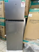 Hisense silver top-freezer refrigerator in store