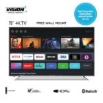 Vision Plus 75″  VP8875KV 4K Frameless V+ OS Smart TV