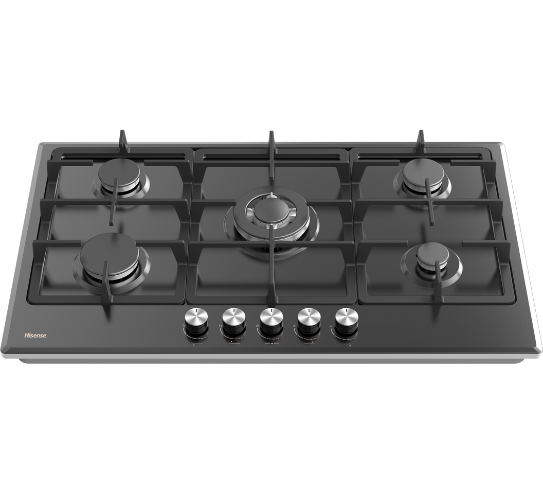 kk Hisense HGH751BG01 75cm Built-in Gas Hob - Black Glass - Image 1
