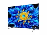 Large flat-screen TV displaying vibrant blue floral artwork