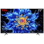 TCL 75-inch TV with blue floral display