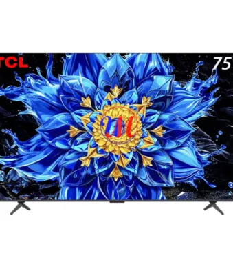 TCL 75-inch TV with blue floral display