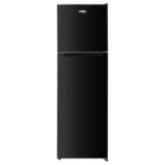 Von 334L Black top-freezer refrigerator with sleek finish