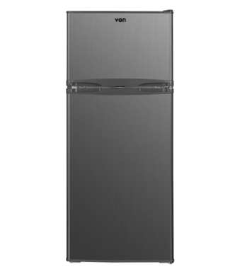 Stainless steel top-freezer refrigerator front view