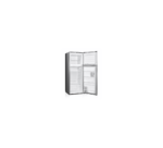 Open top-freezer refrigerator with empty interior