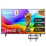 Hisense 50-inch QLED TV with FIFA trophy