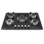 The Image is showing a Bolesi 5 Burner Built-in Gas Hob - Glass Top
