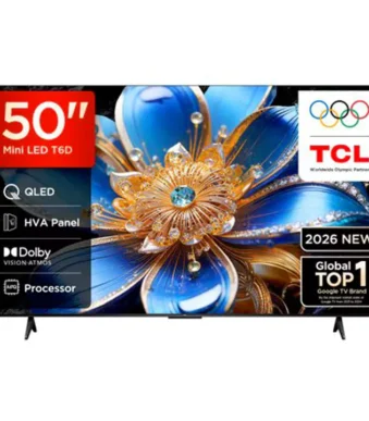 50-inch TCL Mini LED TV with flower display