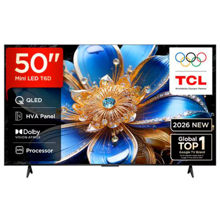 50-inch TCL Mini LED TV with flower display