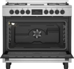 Stainless steel convection oven with open door