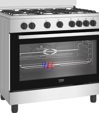 Stainless steel six-burner gas range oven