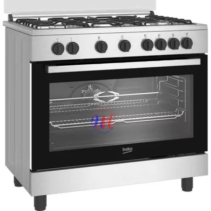 Stainless steel six-burner gas range oven