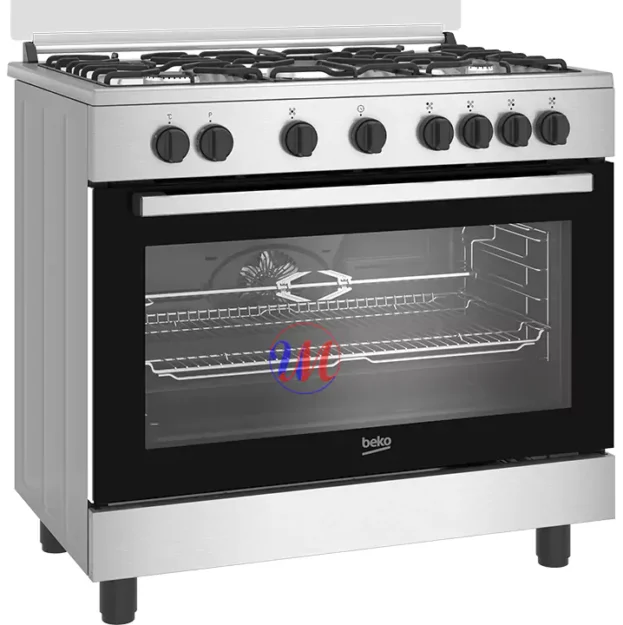 Stainless steel six-burner gas range oven