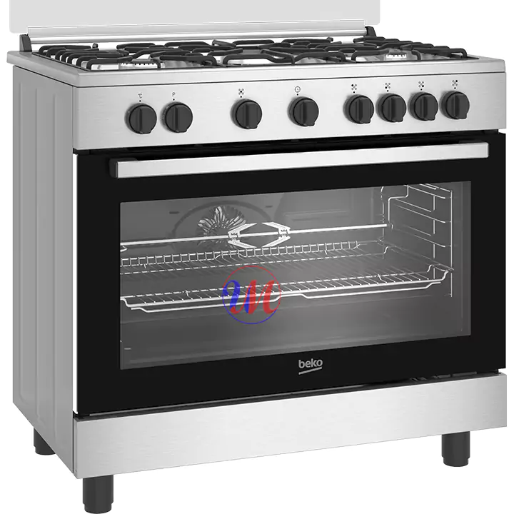 Stainless steel six-burner gas range oven