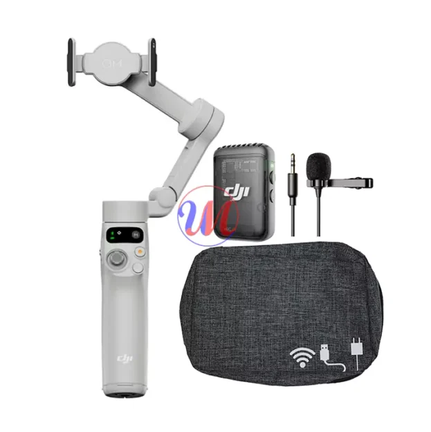DJI smartphone gimbal, mic, and carrying case