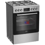 Stainless steel gas range with oven and display