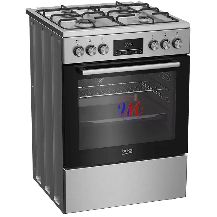Stainless steel gas range with oven and display
