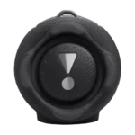 Round black portable Bluetooth speaker front view