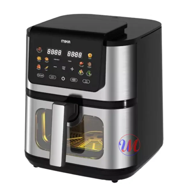 Stainless steel digital air fryer with viewing window