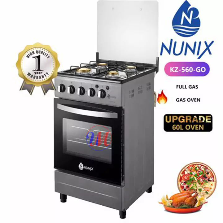 Nunix 50x55cm All Gas Free Standing Cooker Nunix 60L full gas oven with stove