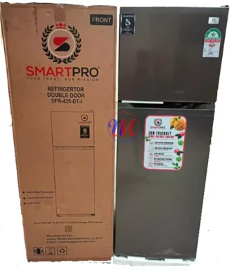 SmartPro double door refrigerator beside packaging box