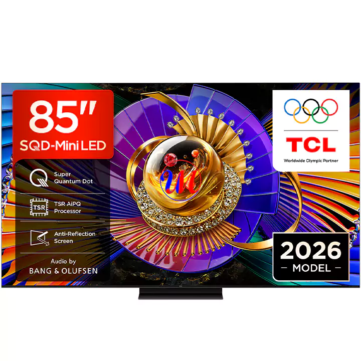 85-inch TCL Mini LED TV promotional display