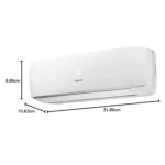 Hisense wall-mounted air conditioner with dimensions labeled