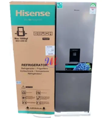 Hisense refrigerator beside its packaging box