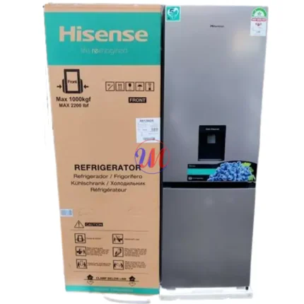 Hisense refrigerator beside its packaging box