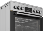 Modern stainless steel oven with digital display