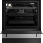 Modern convection oven interior with racks and fan