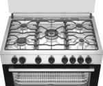 Stainless steel gas range with five burners