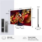 65-inch TV dimensions and specifications diagram