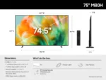 75-inch M80H TV with dimensions diagram