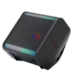 Black portable Bluetooth speaker with LED lights
