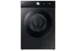 Modern black front-load washing machine with digital display