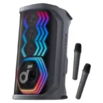 Soundcore party speaker with RGB lights and two microphones