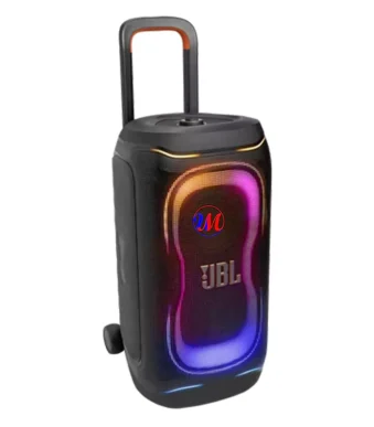 JBL portable party speaker with handle and colorful LED lights