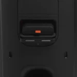 Close-up of black car seat back storage compartment
