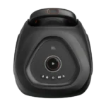 Black JBL portable speaker with handle and playback controls