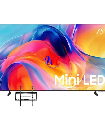 75-inch Mini LED television with colorful abstract display