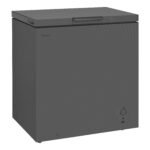 Gray Hisense chest freezer with top-opening lid