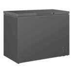 Dark gray chest freezer with top-opening lid