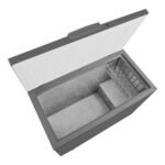 Open chest freezer with removable storage basket