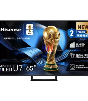 Hisense 65-inch U7 MiniLED TV with FIFA World Cup graphic