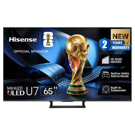 Hisense 65-inch U7 MiniLED TV with FIFA World Cup graphic