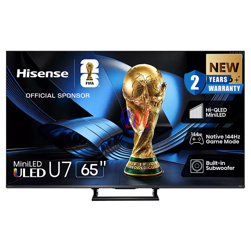 Hisense 65-inch U7 MiniLED TV with FIFA World Cup graphic