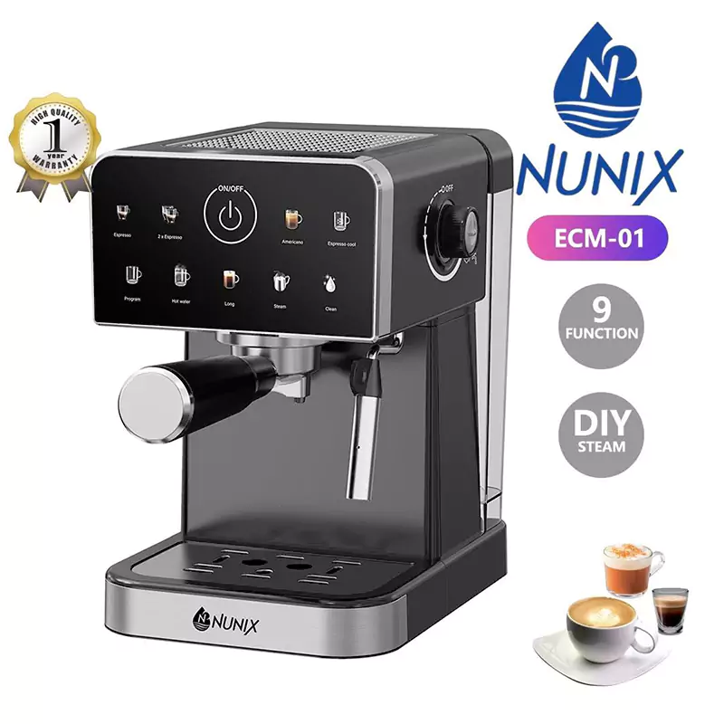 NUNIX ECM-01 9-in-1 Multifunctional Coffee Machine Nunix ECM-01 black espresso machine with steam wand