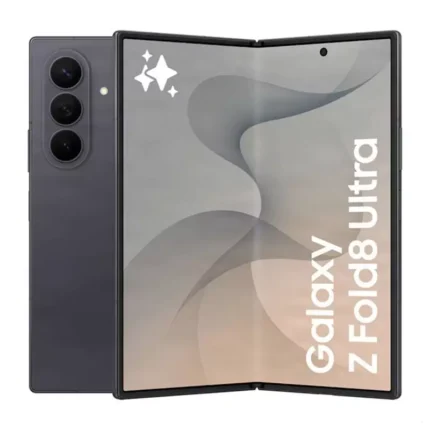 Dark foldable Galaxy Z Fold8 Ultra smartphone shown open